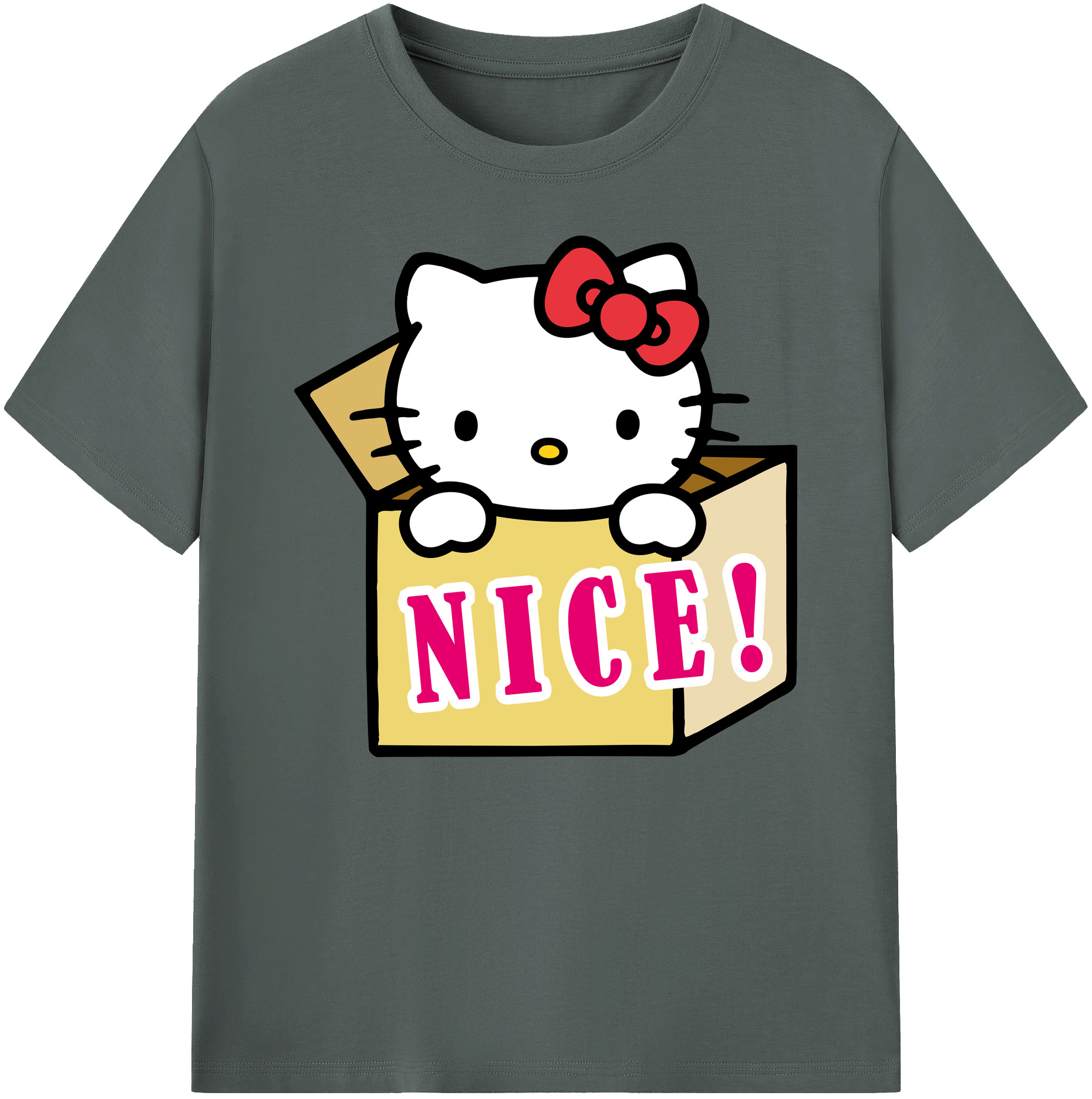 （画像用） Hello Kitty ハローキティ 綿100％ メンズ半袖Tシャツ｜肌触りやわらか＆通気性